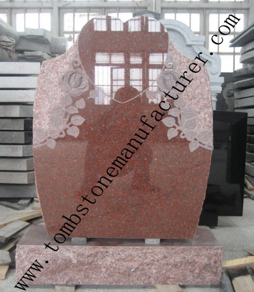 rose carving granite headstone22